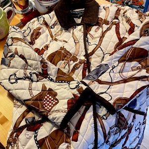 Quilted ladies equestrian print jacket